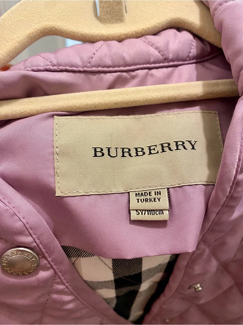 Burberry Kids Quilted Lilac Jacket